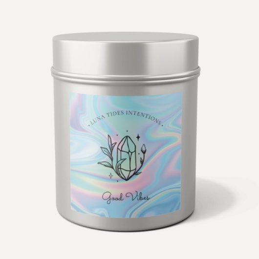 Sticker Carré Chic Holographique Magique Intention Candles Étiqu