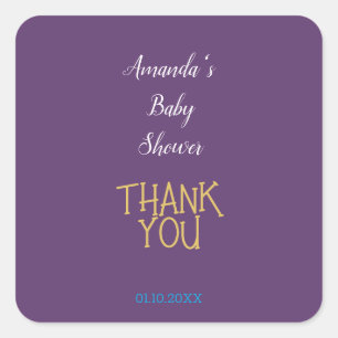 Sticker Carré Chic Indigo Couleur Or Minimaliste Baby Shower