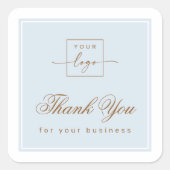 Sticker Carré Chic light dusty blue custom logo thank you (Devant)