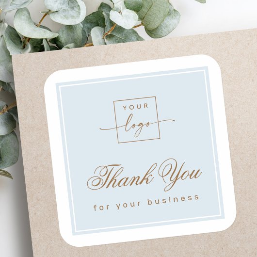 Sticker Carré Chic light dusty blue custom logo thank you