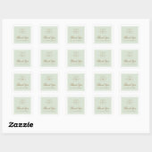 Sticker Carré Chic light sage green custom logo thank you (Feuille)
