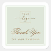 Sticker Carré Chic light sage green custom logo thank you (Devant)