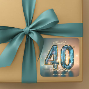 Sticker Carré Chic Luxueux et Glamour Cristal Sarcelle 40e Anniv