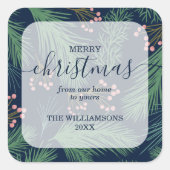 Sticker Carré Chic Merry Christmas Navy (Devant)