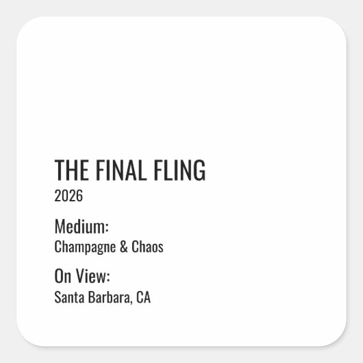 Sticker Carré Chic Minimal Bachelorette Clean Aesthetic Museum (Devant)