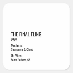 Sticker Carré Chic Minimaliste Enterrement de Vie de Jeune Fille