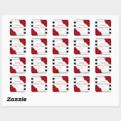 Sticker Carré Chic Moderne Luxe Mariage Collection - Roses rouge (Feuille)