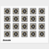 Sticker Carré Chic noir et blanc bande or Monogramme (Feuille)