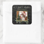 Sticker Carré Chic Notre première calligraphie de Noël Photo d'h (Sac)