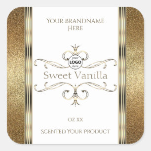Sticker Carré Chic Ornate Gold Parties scintillant Blanc produit