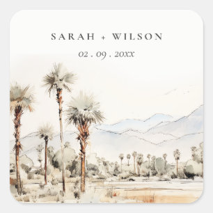 Sticker Carré Chic Palm Springs California Mariage paysager