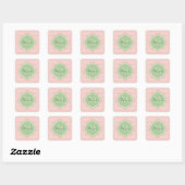 Sticker Carré Chic Pink Arched Scallops Soft Green Monogramme No (Feuille)
