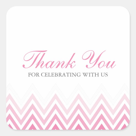 Sticker Carré Chic Pink Ombre Chevrons (Devant)