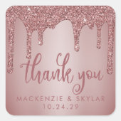 Sticker Carré Chic Rose Parties scintillant or Drivers Merci (Devant)