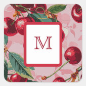 Sticker Carré Chic Rose Vintage "Cherry Pop" (Devant)