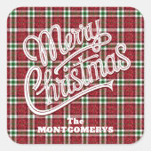 Sticker Carré Chic Sparkly Plaid Christmas (Devant)