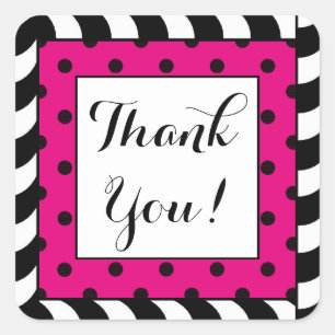 STICKER CARRÉ CHIC STICKER-THANK YOUB_BLACK/BLANC STRIPES ROSE