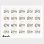 Sticker Carré Chic Tampa Floride Skyline Mariage d'aquarelle (Feuille)