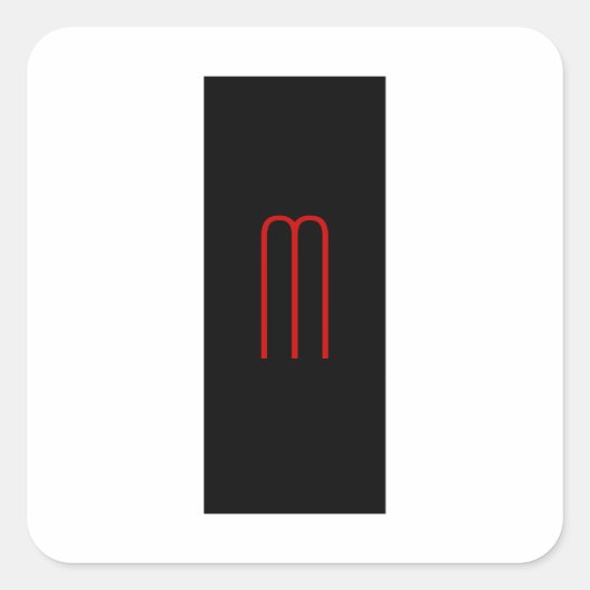 Sticker Carré Chic Unique Monogramme Noir Blanc Plaine Simple (Devant)