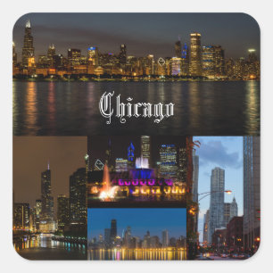 Sticker Carré Chicago Night