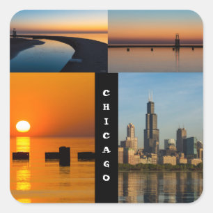 Sticker Carré Chicago Sunrise