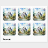 Sticker Carré Chichen Itza (Feuille)