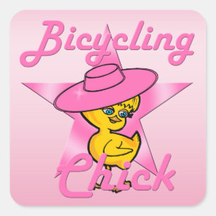 Sticker Carré Chick à bicyclette #8