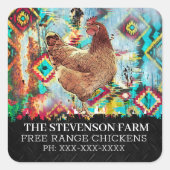 Sticker Carré Chicken Farm Broiler Viandes Oiseaux Libre Range C (Devant)