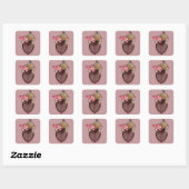 Sticker Carré Chicken Pulling Coeurs (Feuille)