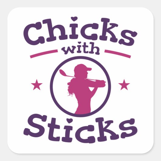 Sticker Carré Chicks avec bâtons Golf Golfing Femmes (Devant)