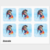 Sticker Carré Chien (Feuille)