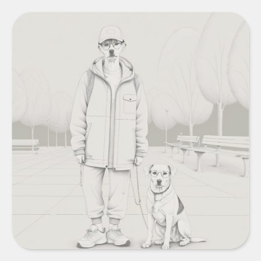 Sticker Carré Chien (Devant)