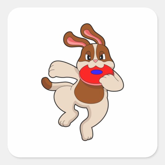 Sticker Carré Chien à jouer (Devant)