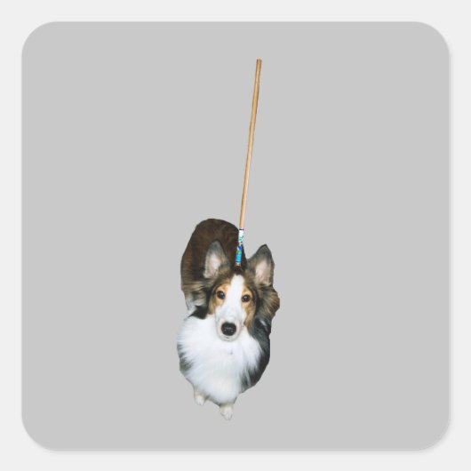 Sticker Carré Chien à la broche (Devant)