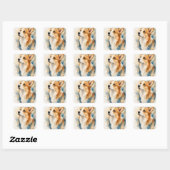 Sticker Carré Chien à l'aquarelle (Feuille)