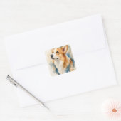 Sticker Carré Chien à l'aquarelle (Enveloppe)