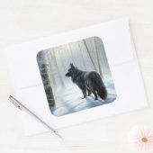 Sticker Carré Chien à neiger belge Noël (Enveloppe)