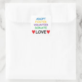 Sticker Carré Chien Adopter Foster Volunteer Faire un don Love S (Sac)