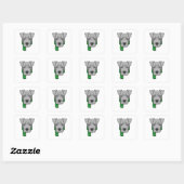 Sticker Carré Chien avec Écharpe (Feuille)
