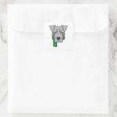 Sticker Carré Chien avec Écharpe (Sac)