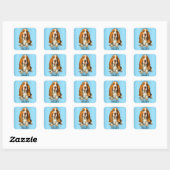 Sticker Carré Chien, Basset Hound Portrait Modèle (Feuille)