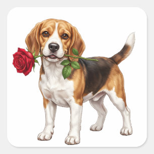 Sticker Carré Chien Beagle Mignon