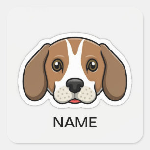 Sticker Carré chien beagle personnalisé mignon