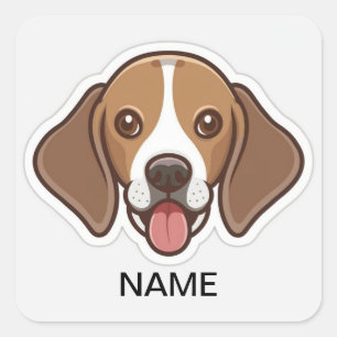 Sticker Carré chien beagle personnalisé mignon