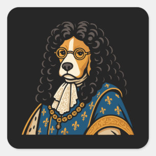 Sticker Carré Chien Beagle royal Sa Majesté la bouffée
