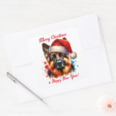 Sticker Carré Chien berger allemand à Noël (Enveloppe)