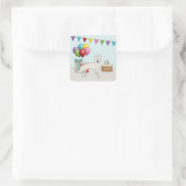 Sticker Carré Chien berger allemand blanc Anniversaire coloré (Sac)