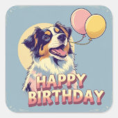 Sticker Carré Chien berger australien coloré (Devant)