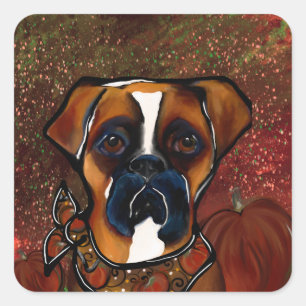 Sticker Carré Chien Boxer