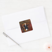 Sticker Carré Chien Boxer (Enveloppe)